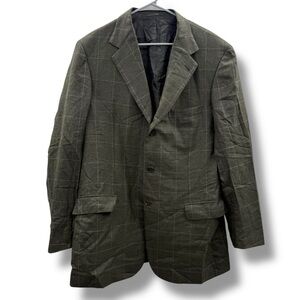 Brioni Blazer‎ Men’s Size 54L IT Gray Plaid Pure Cashmere Three Button Italy